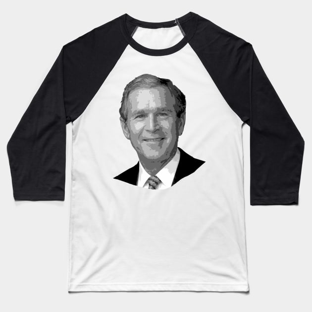 George Bush Grayscale Pop Art Baseball T-Shirt by Nerd_art
